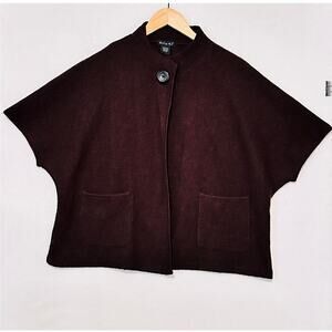 Tally Ho 100% Wool Cape Sweater Women Sz S Lagenlook Boho Style‎